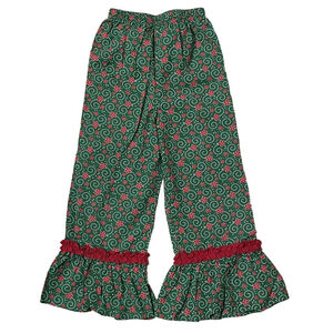 Eleanor Rose girls 6/7 Christmas dressy green and red ruffle pants